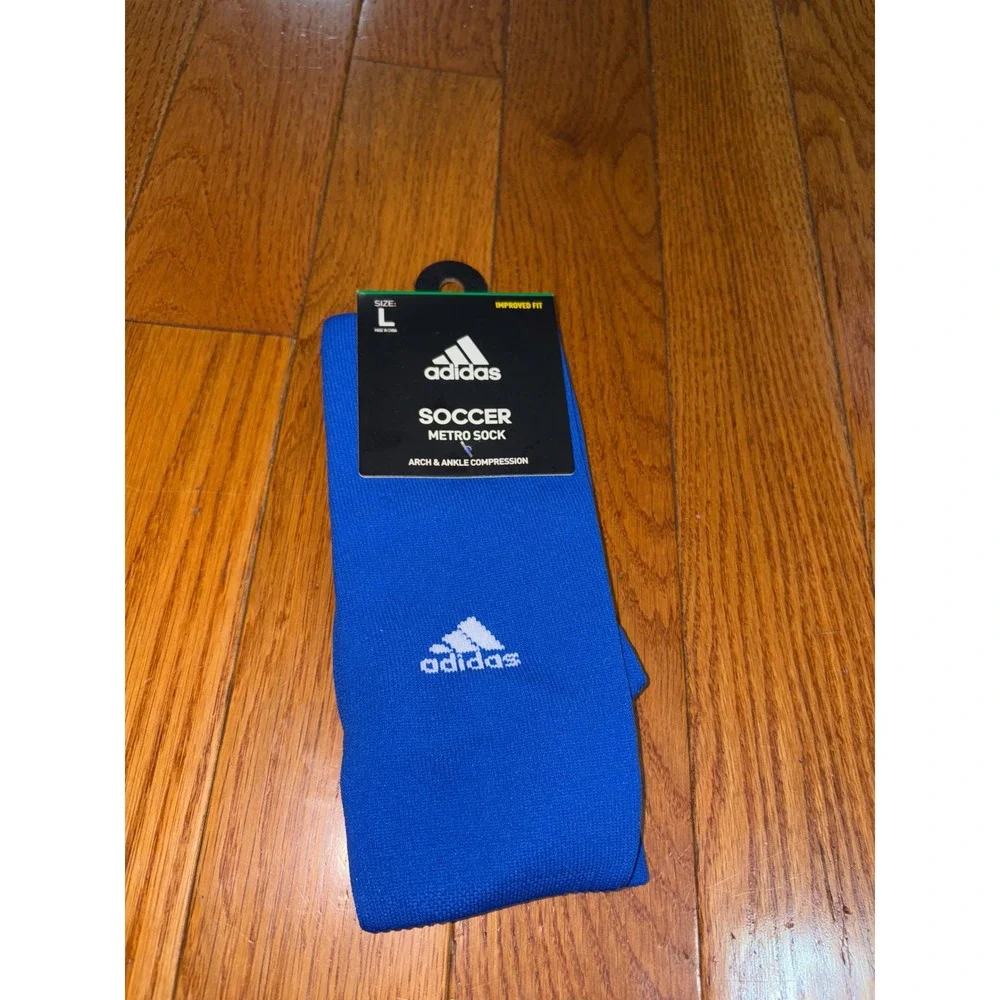 New Adidas Soccer Metro Socks Men's Large Arch Ankle Compression Team Royal Blue